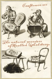 A craftsmen upholsterer at work in the 18th Century.