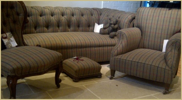 A large chesterfield and other pieces all covered in our Pure New Wool Gloucestershire Check cloth 