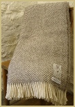 Natural British Wool Chevron Throw - Grey